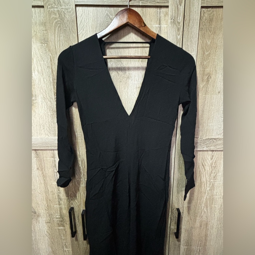 Reformation Midi Black Dress XS Crepe Whimsy Formal Holiday Festival Goth LBD - Picture 3 of 8